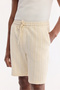 Men's Ecru Elastic Waist Cotton Jacquard Regular Fit Shorts A61Y3632 - 5