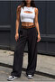 High Waist Belted Oversize Loose Elastic Waist Palazzo Trousers - 6
