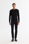 Men's Black Crew Neck Textured Regular Fit Knitwear Sweater E005110 - 6