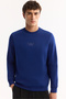 Men's Cobalt Blue Crew Neck Raised 3 Thread Sweatshirt B 001033 - 5