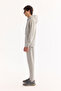 Men's Gray Hooded Collar Zippered Easy-Iron Bi-Stretch Regular Fit Sweatshirt A52Y1270 - 3