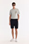 Men's Black Elastic Side Ribbed Relaxed Fit Chino Shorts A61Y3730 - 8