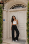 Women's Loose-Fit Linen Blend Trousers with Elastic Waist - 5