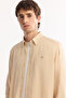 Men's Mink Buttoned Collar Linen Blend Slim Fit Shirt B002001 - 5