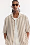 Men's Ecru Openwork Lapel Collar 100% Cotton Soft Touch Short Sleeve Comfort Fit Shirt A61Y2043 - 3