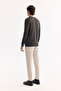Men's Anthracite Crew Neck 100% Acrylic Textured Knitwear Regular Fit Sweater E005088 - 6