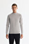 Men's Gray Half-High Collar Soft Touch Knitwear Regular Fit Sweater A42Y5023