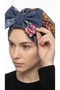 Denim Bow Floral Patterned Ready-To-Wear Turban Hijab Bonnet Suitable for Medical Use