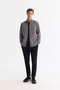 Men's Gray Buttoned Collar Easy-Iron Striped Slim Fit Shirt A42Y2098 - 5