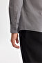 Men's Gray Buttoned Collar Easy-Iron Striped Slim Fit Shirt A42Y2098 - 4