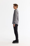 Men's Gray Buttoned Collar Easy-Iron Striped Slim Fit Shirt A42Y2098 - 2