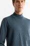 Men's Petrol Blue Half Turtleneck Jacquard Wool Blend Knitwear Regular Fit Sweater A42Y5021 - 2