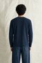 Shale - Navy Blue - Crew Neck Long Sleeve - 100% Cotton - Collar Buttoned Men's Tshirt - 7