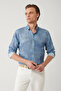 Men's Blue Bottomed Britli Collar Cotton Easy-Iron Regular Fit Shirt A41Y2157