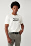 Men's White Soft Touch Hologram Printed Crew Neck Regular Fit T-Shirt A41Y1335