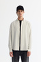 Men's White Bottom Britted Collar Striped Rayon Shirt A42Y2051