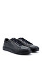 Men's Navy Blue Lace-Up Rubber Sole Genuine Leather Sneakers - 2