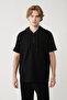 Men's Black Hooded Jersey Garnished Regular Fit T-Shirt A41Y1233 - 3