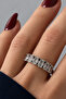 Exclusive Series Adjustable Anti-Tarnish Edges Twist Model Oval Row Stone Women's Steel Ring - 2