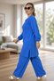 Slit Stone Printed Long Tunic with Elastic Waist Pants Plus Size Double Set - 2