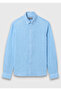 Turquoise Plain Casual Fit Long Woven Casual 100% Linen Shirt - 6