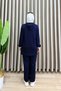 Ari Takim Oysho Fabric Women's Navy Blue Two-Piece Set with Full-Length Zipper and Hooded Hijab Pants - 2