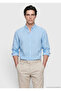 Turquoise Plain Casual Fit Long Woven Casual 100% Linen Shirt - 3