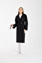 Black Regular Double-Breasted Cashmere Coat with Epaulet Detail - 6