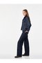 Straight Leg Pocketed Regular Waist Cotton Floral Printed Denim Trousers - Straight Fit Jean - 4