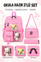 Pink Plush Teddy Bear Accessory and Meal Drawing Detailed Front Pocket School Bag Set (3-Piece) - 2