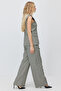 Women's spade patterned high waist wide leg fabric trousers - 5