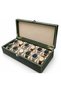 Watch Box 12-Piece Premium Pull-Up Leather - Geometric Patterned Khaki