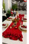Pearl Velvet Textured Seamless Red Double Layer Ruffle Runner - 5