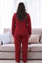 Red Plaid Patterned Thermal Fabric Ultra Soft Soft Plus Size King Size Buttoned Knitted Pajama Set - 3
