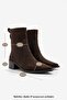 Women's Pointed Toe Cowboy Boots with Gold Detail and Heel, Kenor Brown Suede - 8