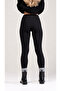 Women's Black Fleece-Lined High Waist Slimming Stretchy Plain Ribbed Winter Leggings - 3