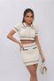 Women's Double Knitwear Set, Short Sleeve, Stylish Gold Buttoned, Black Ribbed, Pocket Look, Elastic Waist Shirt - 3