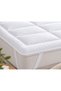 Prima King Mattress Topper 180 x 200 cm x 4cm– Microfiber Stripe Super Soft Fabric, Firm & Extra Thick Fiber Sheet with Highly Elastic Bands, White - 4