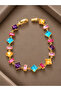 Mixed Color Gold Color Gema Women's Bracelet with Crystal Stone Cuttings