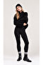 Women's Black Fleece-Lined High Waist Slimming Stretchy Plain Ribbed Winter Leggings