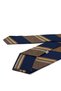 Yellow - Navy Blue Stripe Pattern Classic Tie with Handkerchief Kk13145 - 6