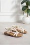 Evol White Beaded Stone Flat Sole Comfortable Women's Sandals - 2