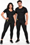 Unisex Thermal Sauna Waist Belly Basen Sweat Zippered Short Sleeve Set Leggings - 7