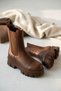 Serim Brown Side Elastic Thick Sole Daily Boots - 2