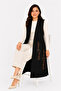 Women's Middle-Aged Patterned Comfortable Fit Flounced Combed Cotton Mother Long Vest 4320 - 4