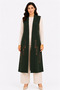 Women's Middle-Aged Patterned Comfortable Fit Flounced Combed Cotton Mother Long Vest 4320 - 2