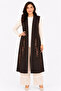 Women's Middle-Aged Patterned Comfortable Fit Flounced Combed Cotton Mother Long Vest 4320 - 4