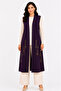 Women's Middle-Aged Patterned Comfortable Fit Flounced Combed Cotton Mother Long Vest 4320