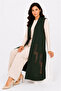 Women's Middle-Aged Patterned Comfortable Fit Flounced Combed Cotton Mother Long Vest 4320 - 4