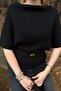 Boat Neck Bat Sleeve Belted Knitwear Sweater - 2